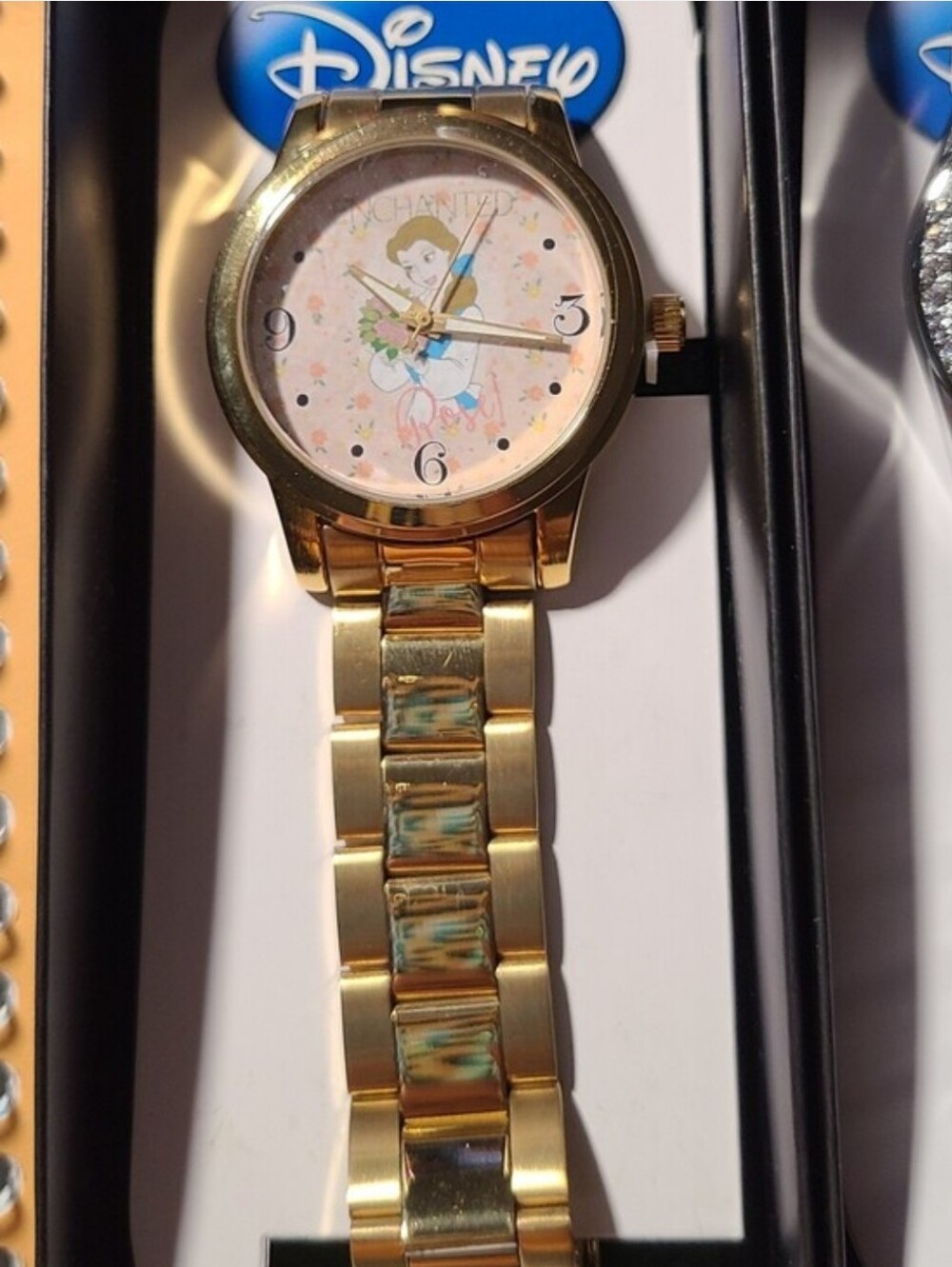 Disney Gold Tone Women's Watch with Pink Character Dial. Brand New In Box